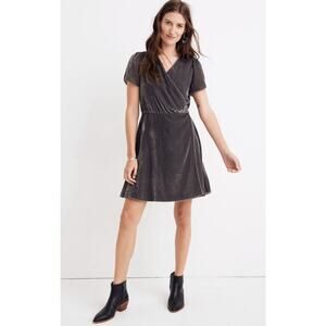 Madewell Gray Velvet Wrap Dress Small Versatile  Party Night Out Date Night Chic